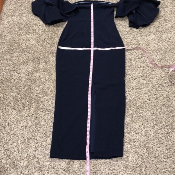 Yaura Revolve Off Shoulder Formal Dress Size Navy Blue Ruffle Sleeve - Picture 7 of 9